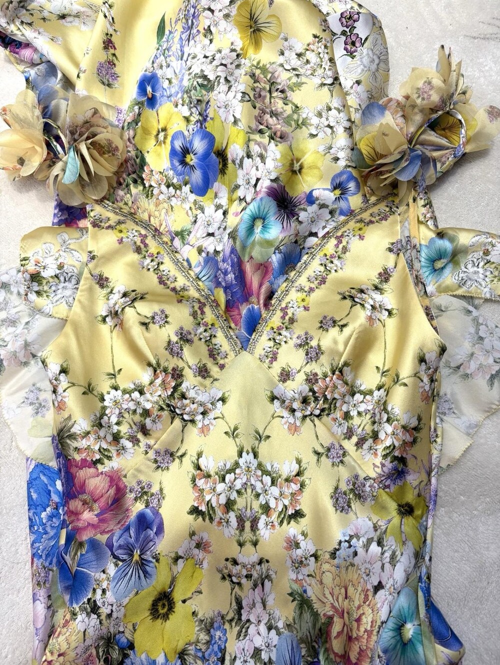 CAMILLA Appliqued embellished floral-print silk-satin maxi dress - Picture 13 of 16